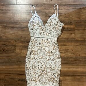 Fashion Nova White Lace Midi Dress